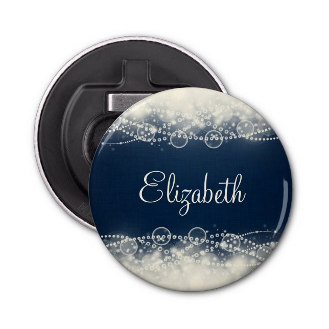 Abrebotellas Elegante y personalizado encaje abstracto y perlas (Anverso)