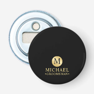 Abrebotellas Elegantes Groomsmen Personalizados en Negro y Oro