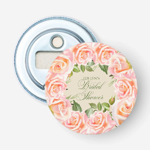 Abrebotellas Elegantes Rosas de acuarela ducha de novia