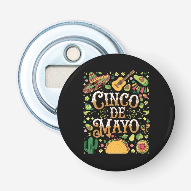 Abrebotellas Elementos Divertidos de Fiesta para Cinco De Mayo (Anverso)