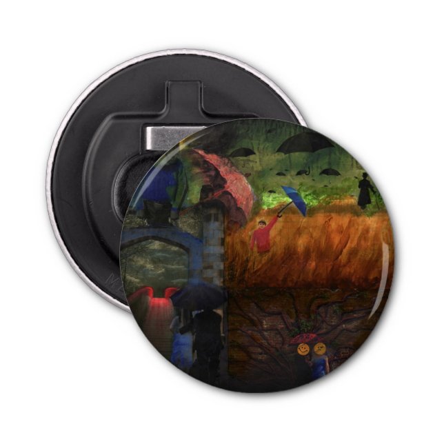 Abrebotellas Ella Usó Blue Velvet Mix Medios Surreal Gótico Art (Anverso)