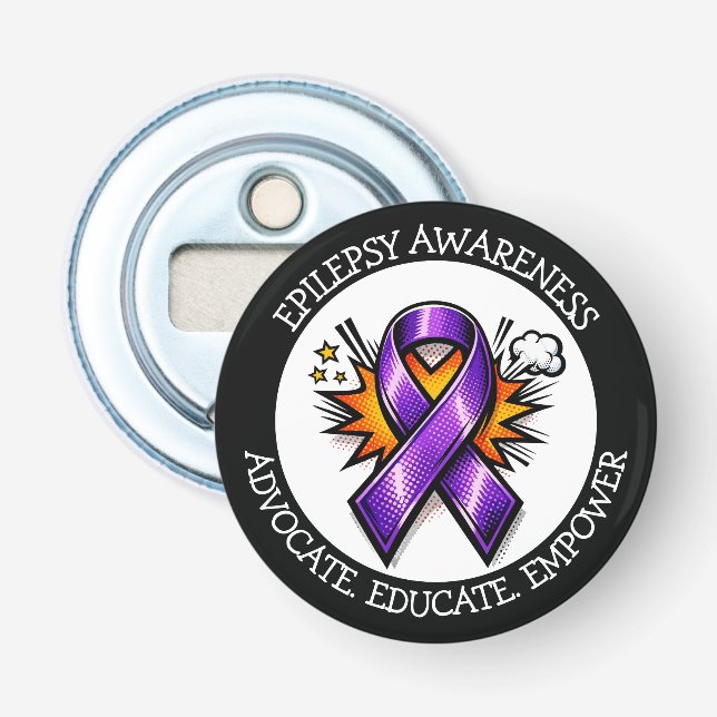 Abrebotellas Epilepsy Awareness | Purple Awareness Ribbon (Anverso)