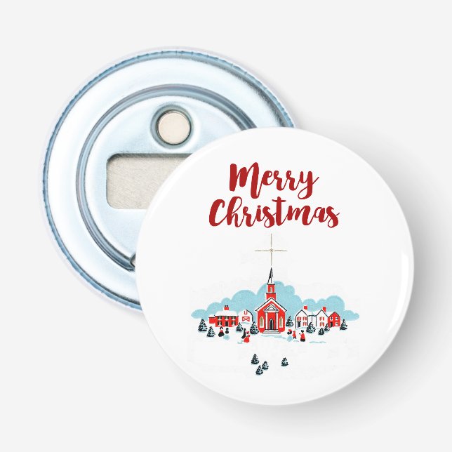 Abrebotellas Escena de invierno con una estrella de la Iglesia  (Anverso)