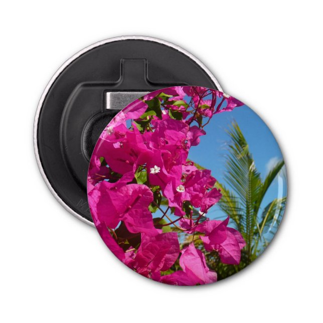 Abrebotellas Escenario natural tropical de buganvillas y palmer (Anverso)