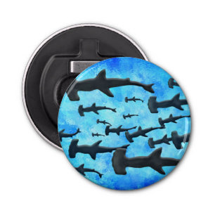 Abrebotellas Escuela de tiburones martillo en Silhouette