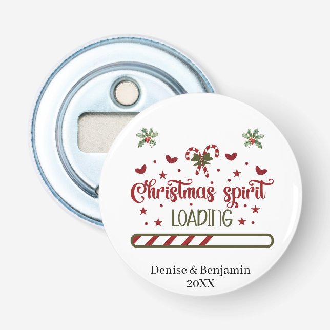Abrebotellas Espíritu de Navidad Personalizado Cargando (Anverso)