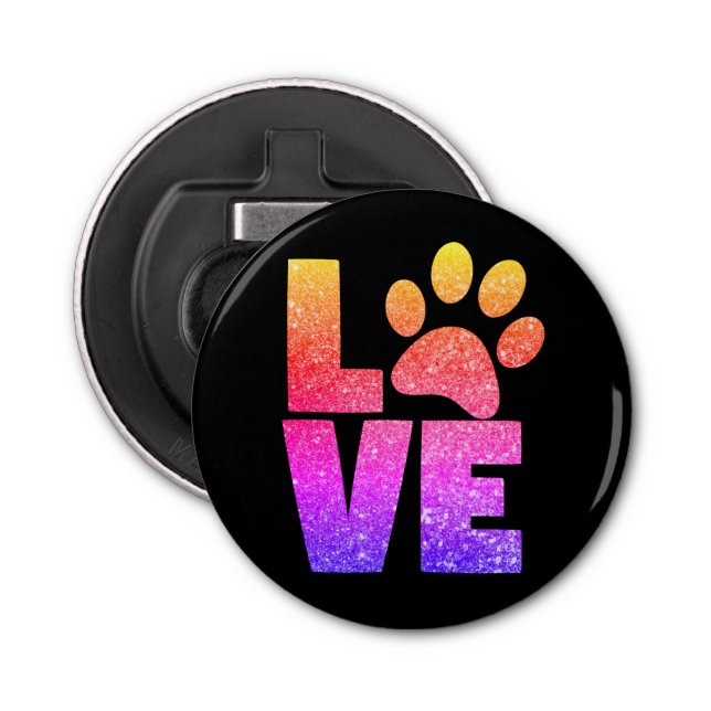 Abrebotellas Espuma arcoiris - Paw Print Love en negro (Anverso)