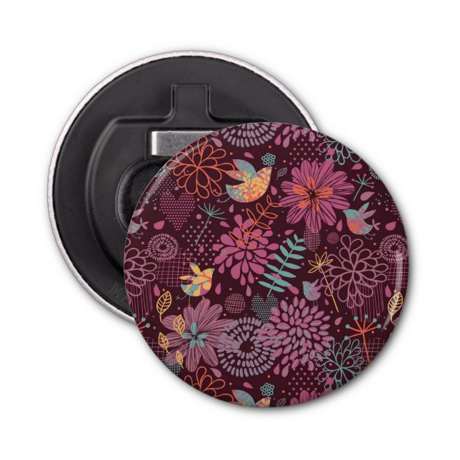 Abrebotellas Estampado de flores abstracto con los pájaros (Anverso)