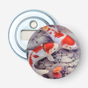 Abrebotellas Estanque de peces rojo y blanco de Koi