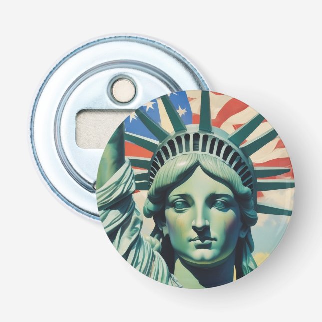Abrebotellas Estatua de la Libertad y Bandera Estadounidense en (Anverso)