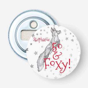 Abrebotellas Fabuloso Foxy 50 cumpleaños Black White Fox