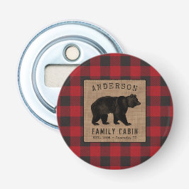Abrebotellas Familia Rustic Bear Cabina Red Buffalo Plaid Burla