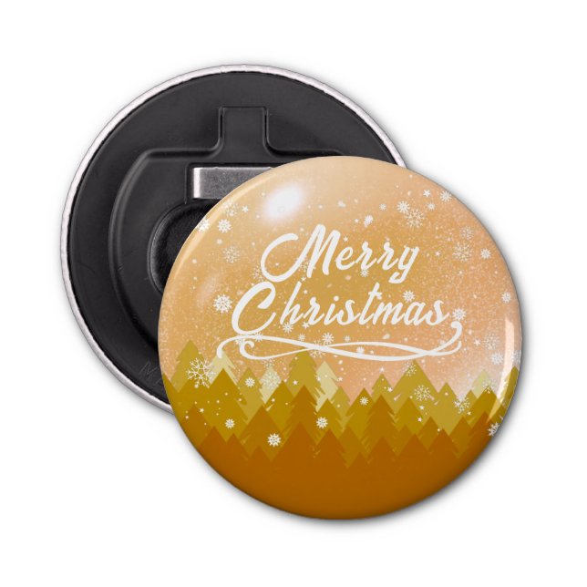 Abrebotellas Fancy Gold Peaceful Snow Forest Feliz Navidad (Anverso)