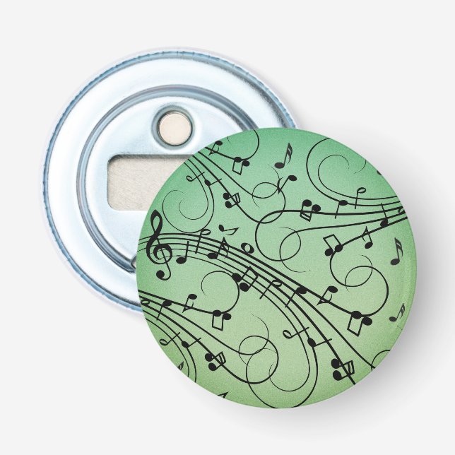 Abrebotellas Fancy Notes Green Music Design (Anverso)