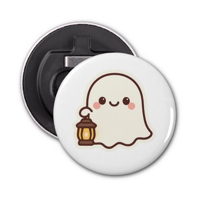 Abrebotellas Fantasma Kawaii con linterna - Diseño de espíritu  (Anverso)