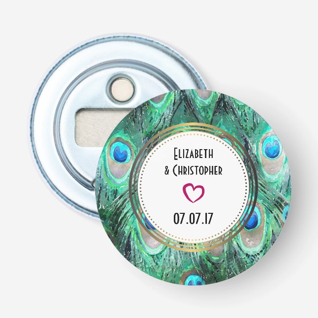 Abrebotellas Fantasmas de pavo real exóticas Favor de matrimoni (Anverso)