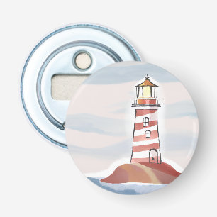 Abrebotellas Faro Clásico   Acuarela de Agua Costera Oceánica