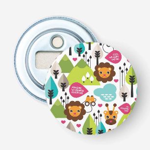 Abrebotellas fauna retra del león del safari de los niños