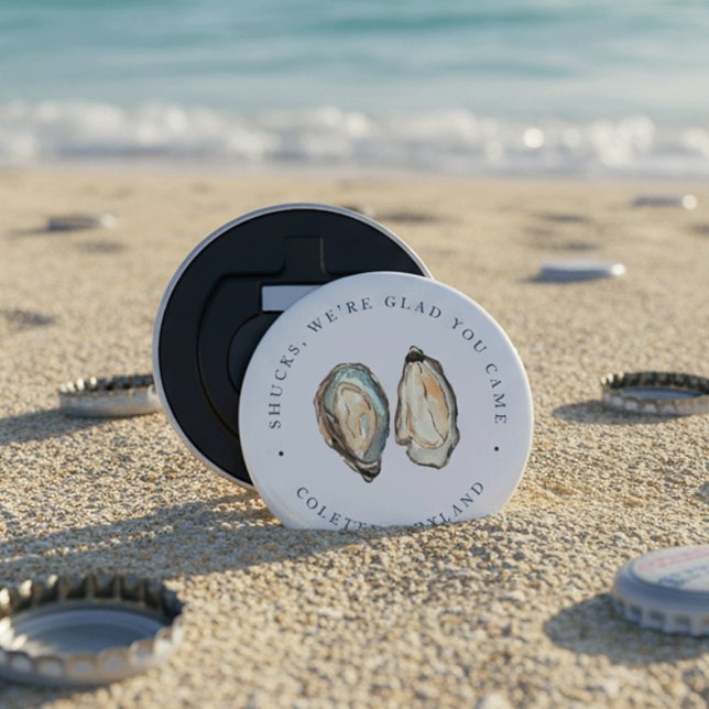 Abrebotellas Favor De Boda De Ostión De Acuarela Costera (Subido por el creador)