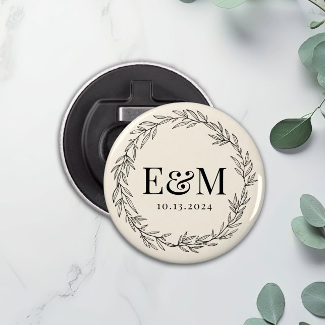 Abrebotellas Favor de matrimonio floral inicial personalizado (Subido por el creador)