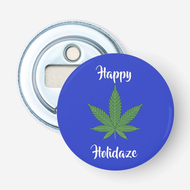 Abrebotellas Felices Fiestas de Hojas de Weed Personalizadas (Anverso)