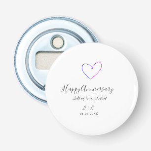 Abrebotellas Felicitaciones aniversario rosa corazón azul nombr