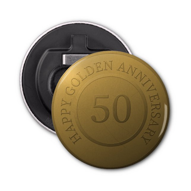 Abrebotellas Feliz aniversario de boda dorado (Anverso)