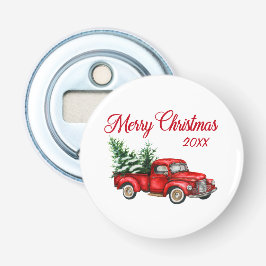 Abrebotellas Feliz Año de Árbol de Navidad Viejo Camión Rojo