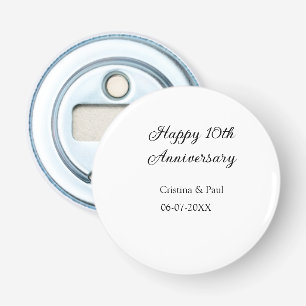 Abrebotellas Feliz décimo aniversario simple nombre mínimo de b