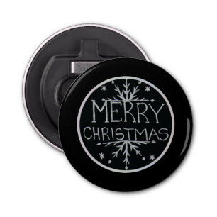 Abrebotellas Feliz Navidad negro mano pintada de nieve unix