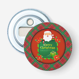 Abrebotellas Feliz Navidad Santa Tartan Plaid