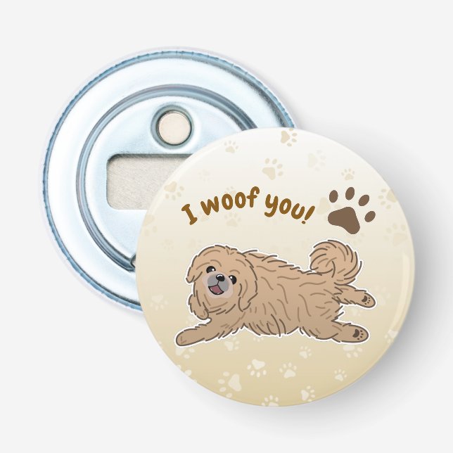 Abrebotellas Feliz Perro Pekín, amante de ti (Anverso)