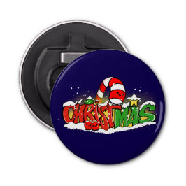 Abrebotellas Festive Candy Cane & Snowy Holiday Art