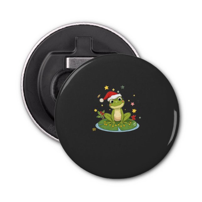 Abrebotellas Festive Frog Joy - Cute Christmas Frog on Lily Pad (Anverso)
