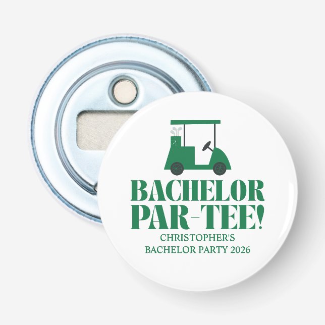 Abrebotellas Fiesta de Bachelor de Golf Par-Tee (Anverso)