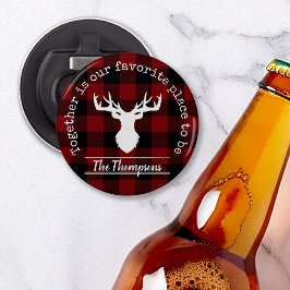 Abrebotellas Fiesta de la familia Red and Black Buffalo Plaid