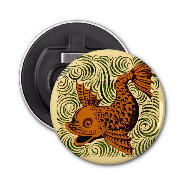 Abrebotellas Fish Antiguo Tile Antiguo arte (Anverso)