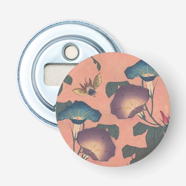 Abrebotellas Flor de abeja rosa Clásica Hokusai Art (Anverso)