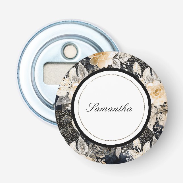 Abrebotellas Flor de animales de leopardo negro (Anverso)