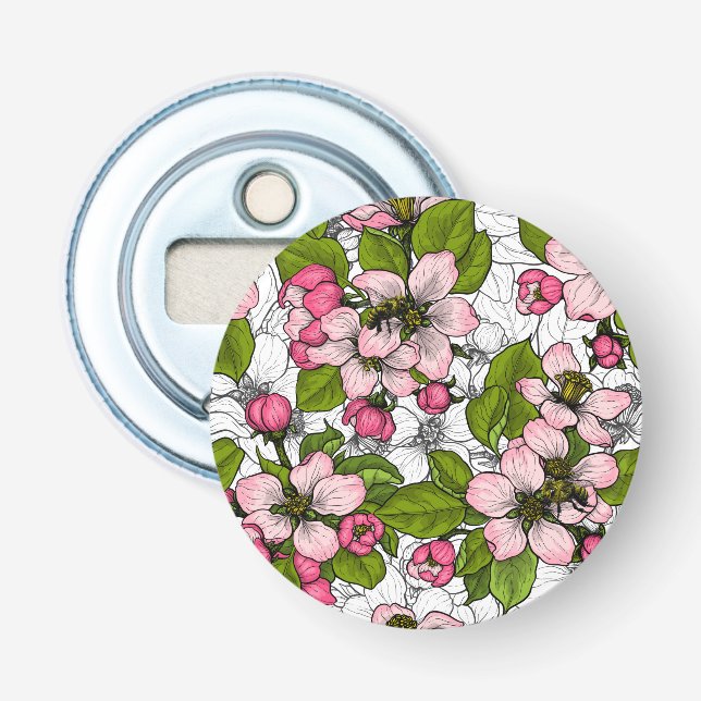 Abrebotellas Flor de Apple en blanco (Anverso)