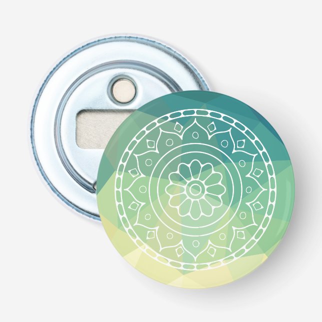 Abrebotellas Flor de armonía de inspiración de Mandala amarillo (Anverso)