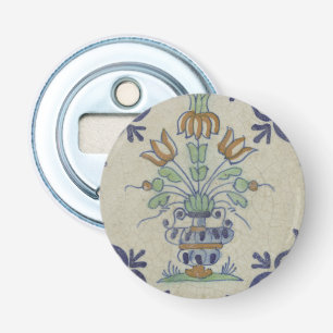 Abrebotellas Flor De Cerámica Delft Tile Antiguo