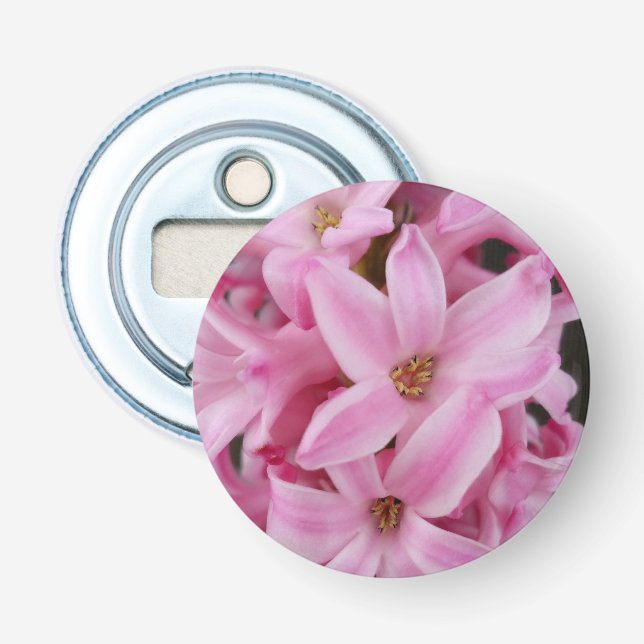Abrebotellas flor de jacinto rosa (Anverso)