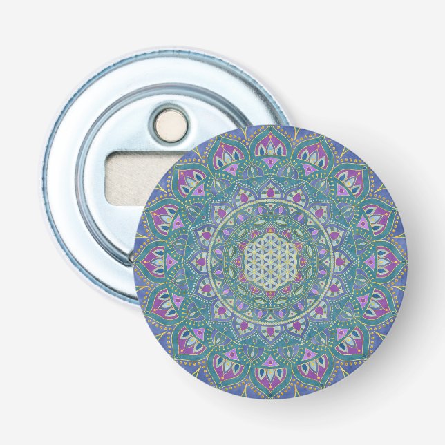 Abrebotellas Flor de la Vida - Mandala Estilo India 1 (Anverso)