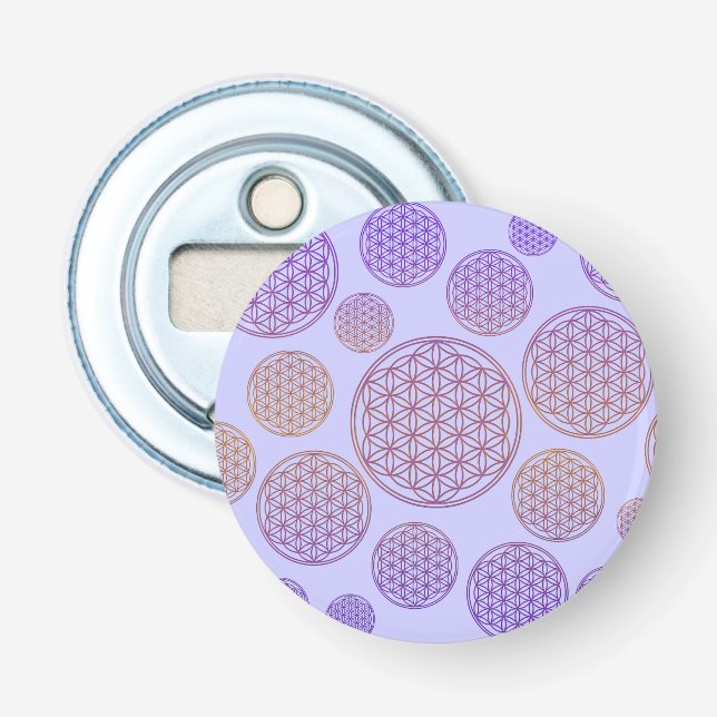 Abrebotellas Flor de vida / Blume des Lebens - Violeta patrón (Anverso)