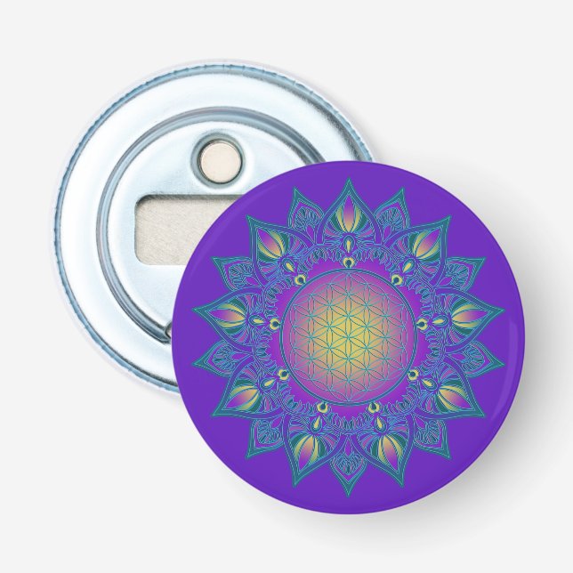Abrebotellas Flor de vida - Mandala india 3 (Anverso)
