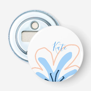 Abrebotellas flor naranja azul pastel agregar nombre regalo boh
