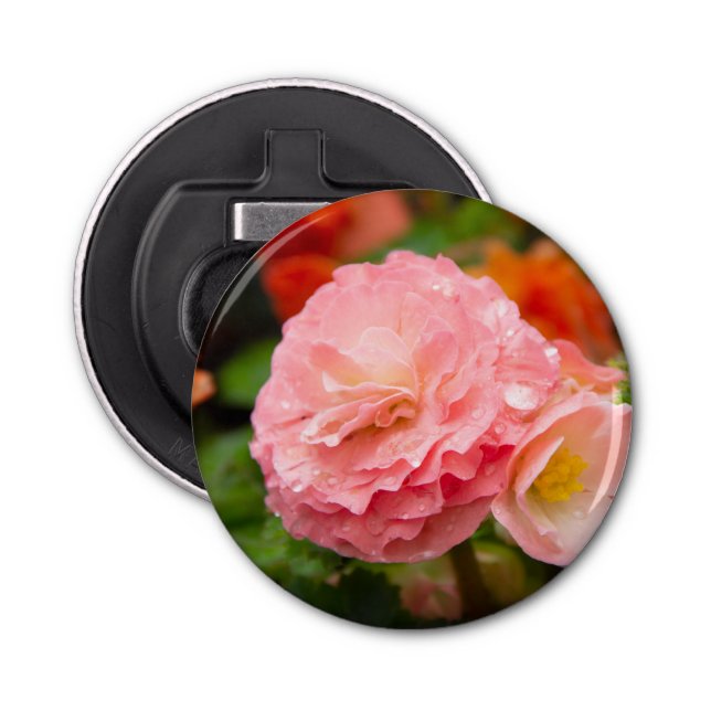 Abrebotellas Flor rosa delgada después de la lluvia (Anverso)