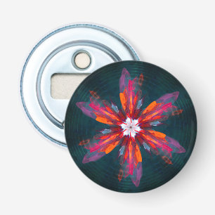 Abrebotellas Floral Mandala Flores Naranja Azul Rojo Resumen