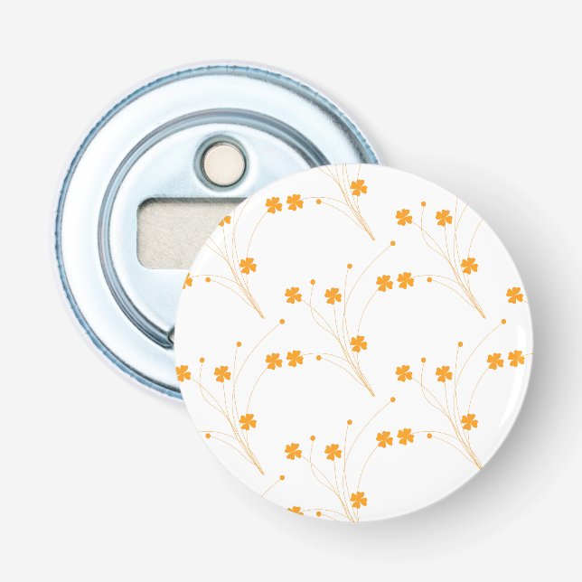 Abrebotellas Flores amarillas doradas, pequeña impresión floral (Anverso)